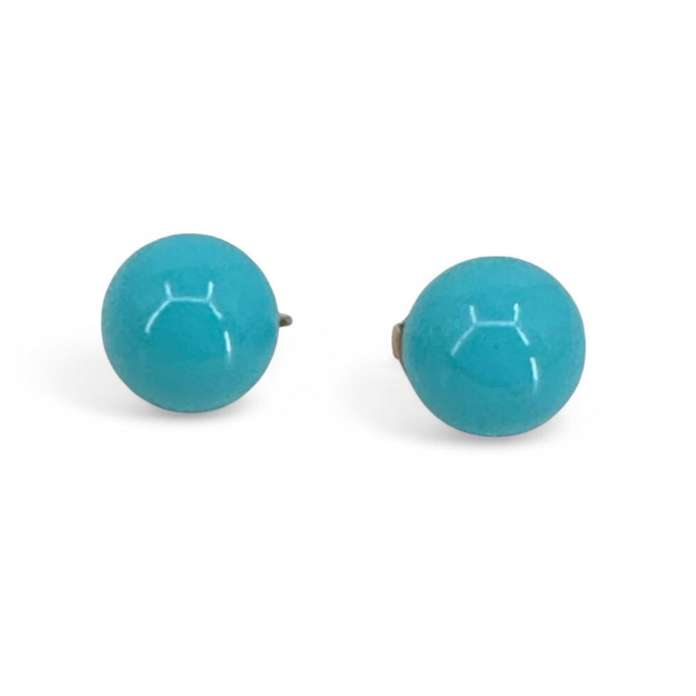 Avon Button Style Clip On Earrings Turquoise Blue Dome Vintage